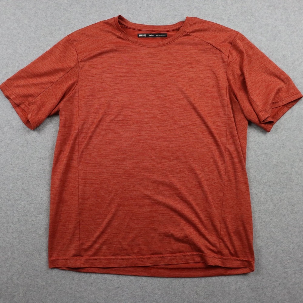 REI Co-Op T-Shirt Mens Medium Activewear Tee Stretch Flex Orange Short Sleeve